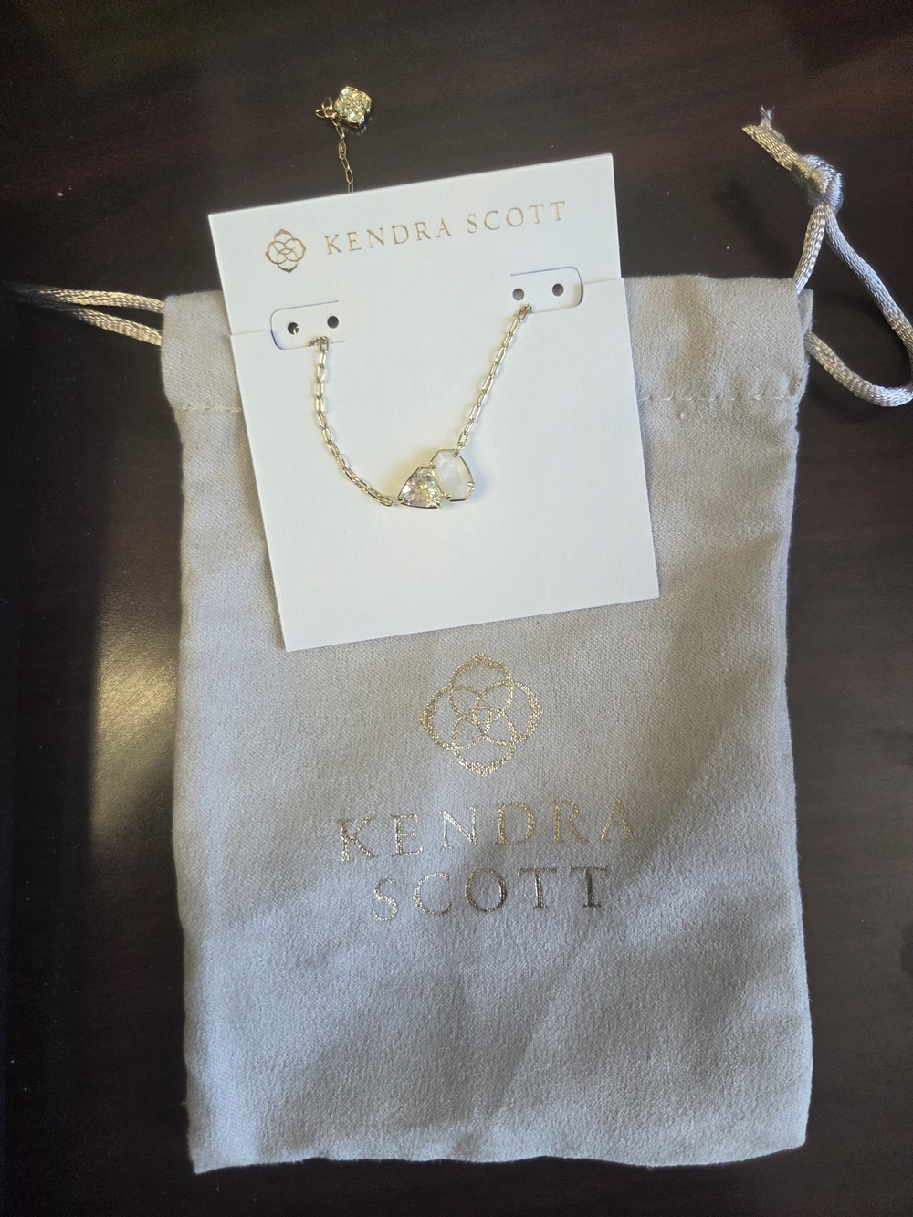 Kendra Scott Tatum Gold Necklace with Clear Crystal Pendant - Picture 2 of 3